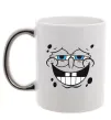 Чашка з кольоровою ручкою Sponge Bob задоволений Срібло фото