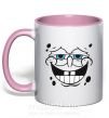 Чашка з кольоровою ручкою Sponge Bob лицо с довольной улыбкой Ніжно рожевий фото