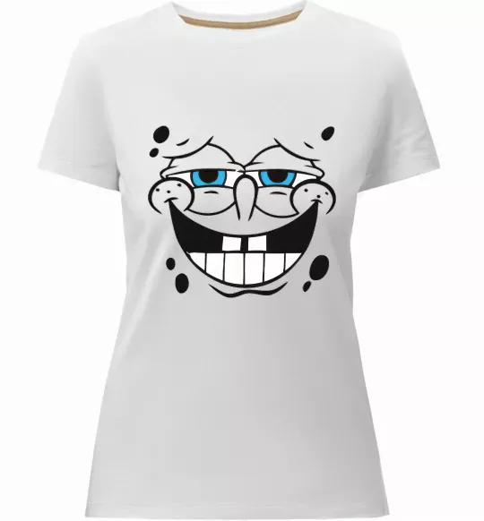 Жіноча преміум футболка Sponge Bob задоволений Білий фото