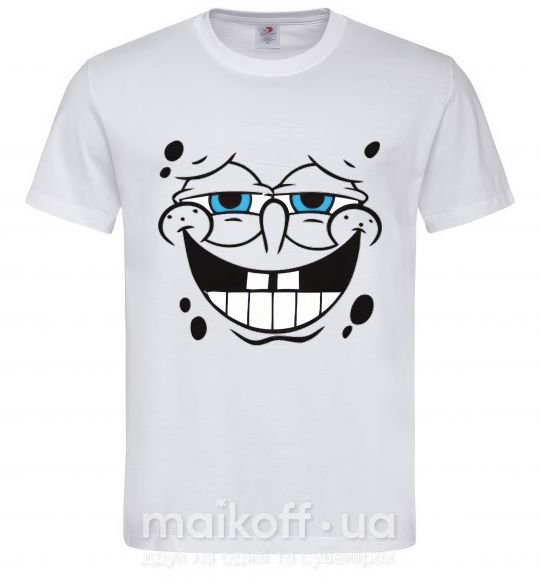 Мужская футболка Sponge Bob лицо с довольной улыбкой Белый фото