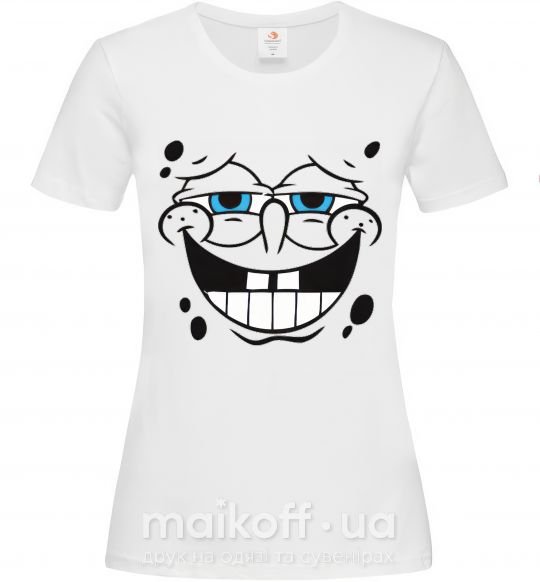 Женская футболка Sponge Bob лицо с довольной улыбкой Белый фото