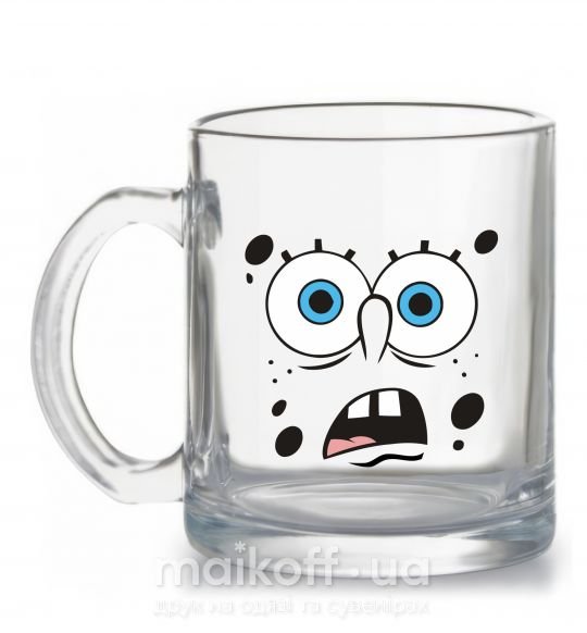 Чашка скляна Sponge Bob удивлённое лицо Прозорий фото