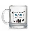 Чашка стеклянная Sponge Bob удивлённое лицо Прозрачный фото