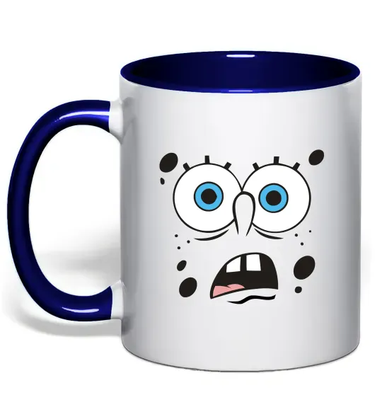 Чашка з кольоровою ручкою Sponge Bob здивований Глибокий темно-синій фото