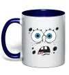 Чашка з кольоровою ручкою Sponge Bob здивований Глибокий темно-синій фото