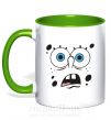 Чашка с цветной ручкой Sponge Bob удивлённое лицо Зеленый фото