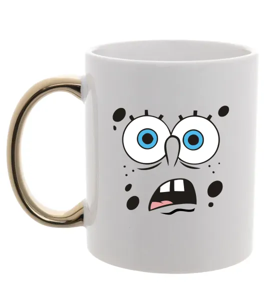 Чашка з кольоровою ручкою Sponge Bob здивований Золото фото