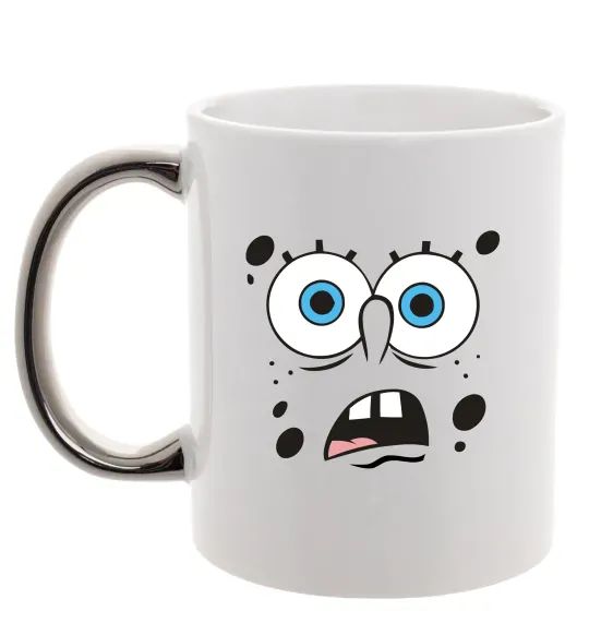Чашка з кольоровою ручкою Sponge Bob здивований Срібло фото