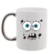 Чашка з кольоровою ручкою Sponge Bob здивований Срібло фото