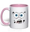 Чашка з кольоровою ручкою Sponge Bob удивлённое лицо Ніжно рожевий фото