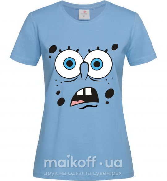 Женская футболка Sponge Bob удивлённое лицо Голубой фото
