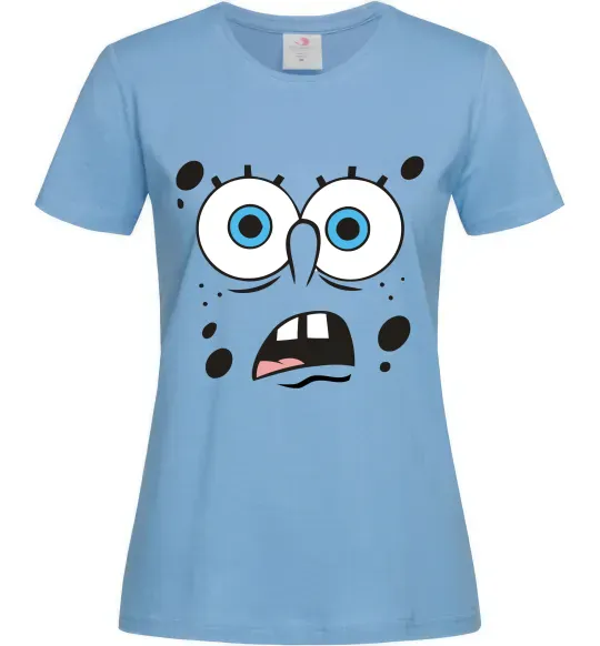 Женская футболка Sponge Bob здивований Голубой фото