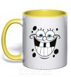 Чашка з кольоровою ручкою Sponge Bob счастливое лицо Сонячно жовтий фото