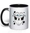 Чашка з кольоровою ручкою Sponge Bob счастливое лицо Чорний фото