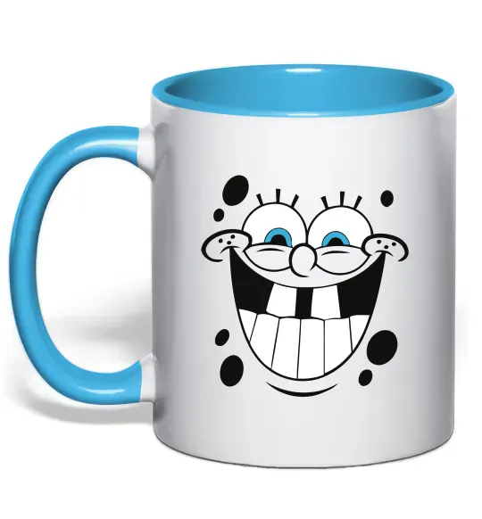 Чашка с цветной ручкой Sponge Bob щасливий Голубой фото