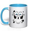 Чашка з кольоровою ручкою Sponge Bob счастливое лицо Блакитний фото