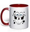 Чашка з кольоровою ручкою Sponge Bob счастливое лицо Червоний фото