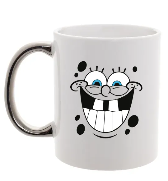 Чашка с цветной ручкой Sponge Bob щасливий Серебро фото