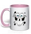Чашка з кольоровою ручкою Sponge Bob счастливое лицо Ніжно рожевий фото