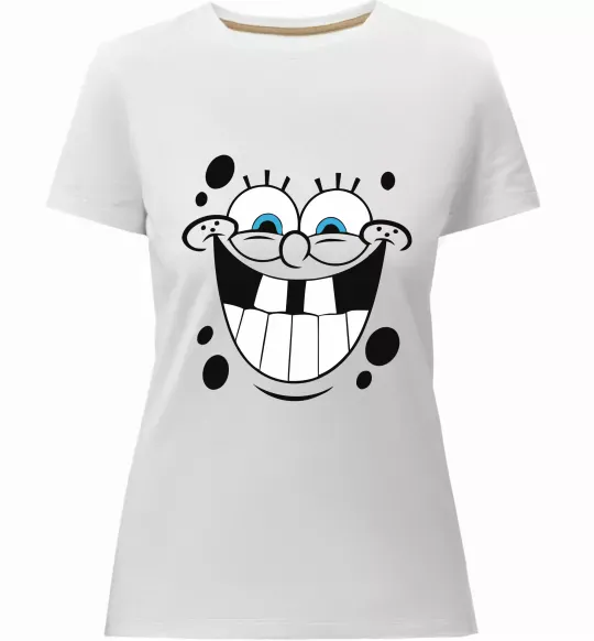 Жіноча преміум футболка Sponge Bob щасливий Білий фото