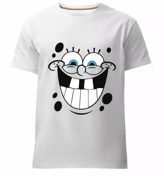 Мужская премиум футболка Sponge Bob щасливий Белый фото