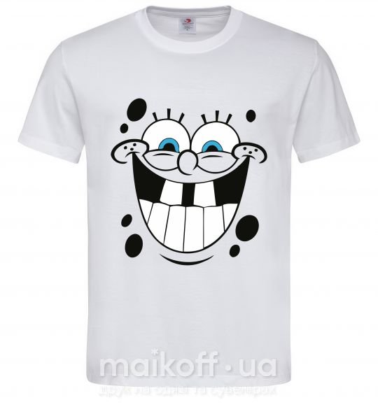 Мужская футболка Sponge Bob счастливое лицо Белый фото