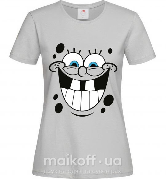 Женская футболка Sponge Bob счастливое лицо Серый фото