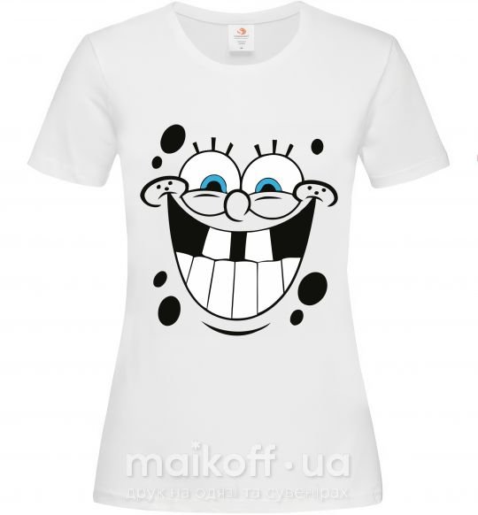 Женская футболка Sponge Bob счастливое лицо Белый фото
