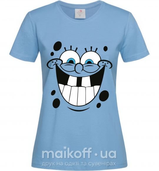 Женская футболка Sponge Bob счастливое лицо Голубой фото