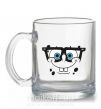 Чашка стеклянная Sponge Bob лицо умника Прозрачный фото