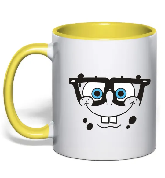 Чашка з кольоровою ручкою Sponge Bob розумне обличчя Лимонний фото