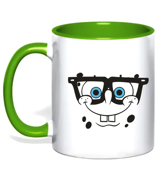 Чашка с цветной ручкой Sponge Bob розумне обличчя Зеленый фото