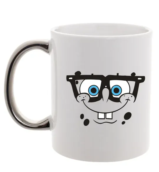 Чашка с цветной ручкой Sponge Bob розумне обличчя Серебро фото