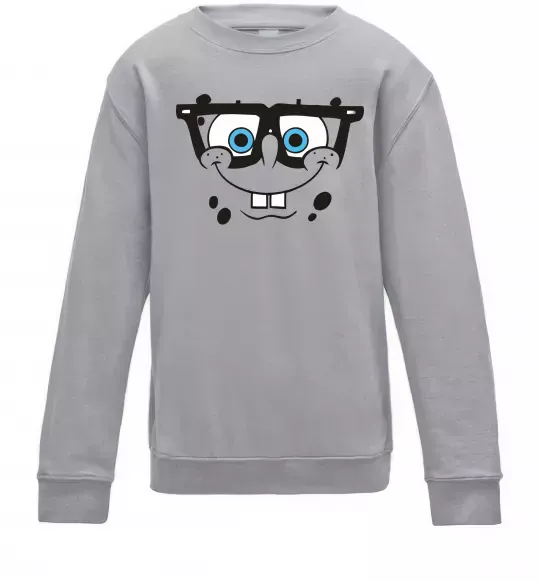 Детский Свитшот Sponge Bob розумне обличчя Серый меланж фото