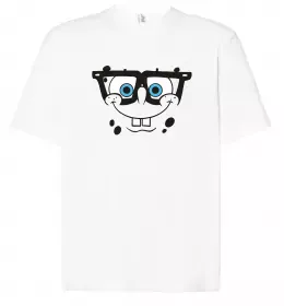 Футболка Оверсайз Спанч Боб на скейті Белый фото