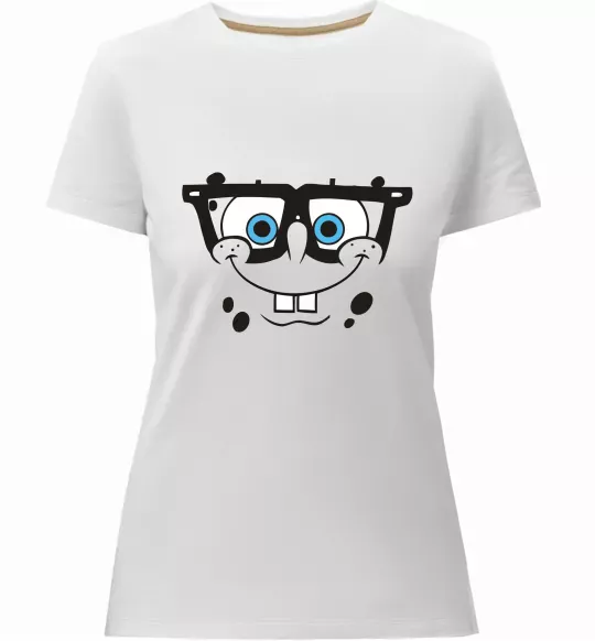 Жіноча преміум футболка Sponge Bob розумне обличчя Білий фото