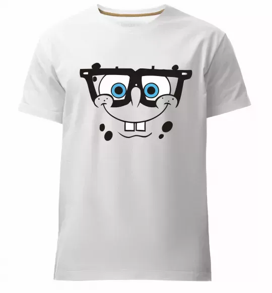 Мужская премиум футболка Sponge Bob розумне обличчя Белый фото