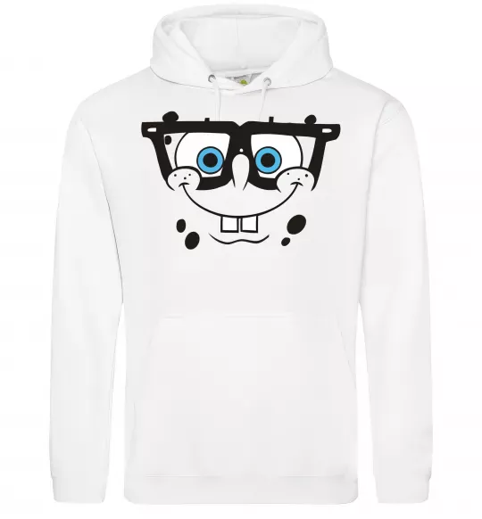 Мужская толстовка (худи) Sponge Bob розумне обличчя Белый фото