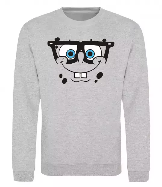Свитшот Sponge Bob розумне обличчя Серый меланж фото