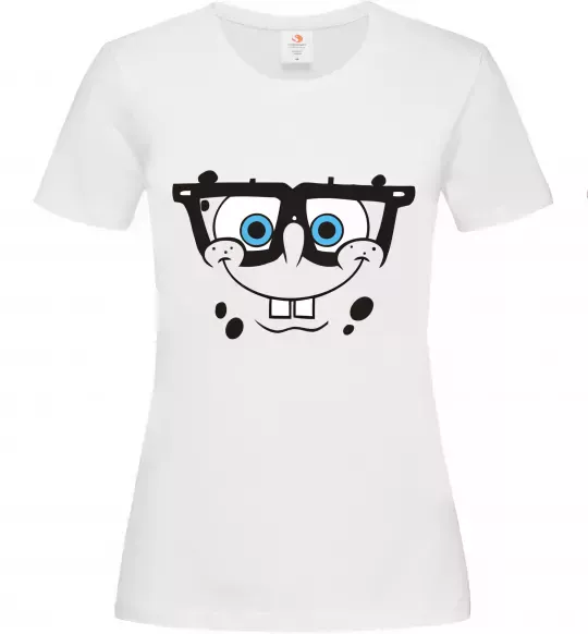 Женская футболка Sponge Bob розумне обличчя Белый фото