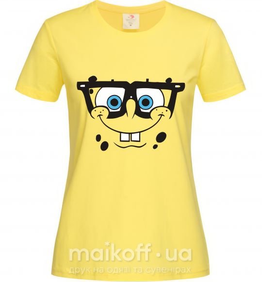 Женская футболка Sponge Bob лицо умника Лимонный фото
