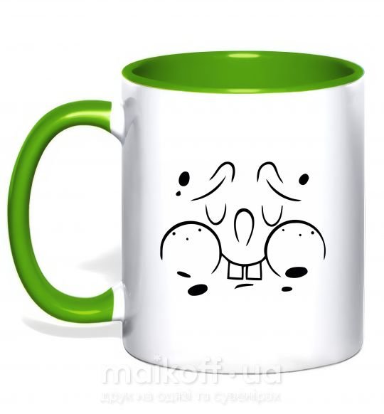 Чашка с цветной ручкой Sponge Bob озадаченное лицо Зеленый фото
