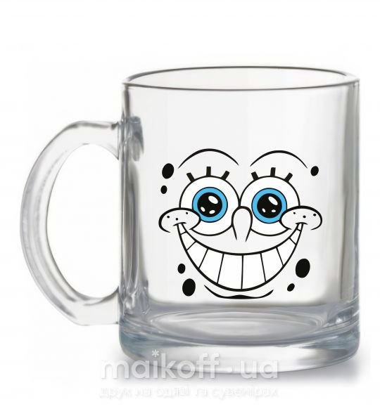 Чашка стеклянная Sponge Bob ухмыляющееся лицо Прозрачный фото