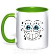 Чашка з кольоровою ручкою Sponge Bob ухмыляющееся лицо Зелений фото