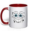 Чашка с цветной ручкой Sponge Bob ухмыляющееся лицо Красный фото