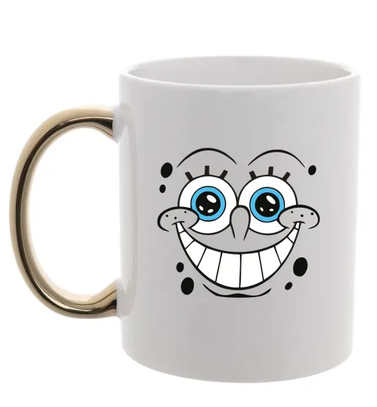 Чашка з кольоровою ручкою Sponge Bob посмішка Золото фото