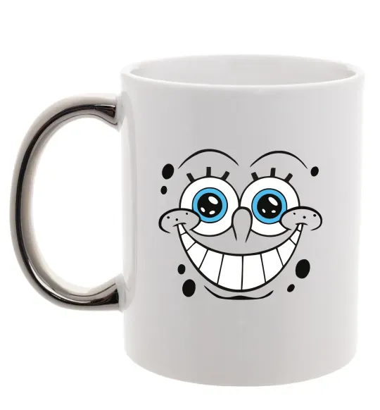 Чашка з кольоровою ручкою Sponge Bob посмішка Срібло фото