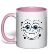 Чашка з кольоровою ручкою Sponge Bob посмішка Ніжно рожевий фото