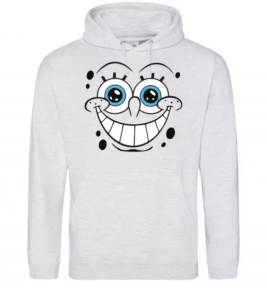 Жіноча толстовка (худі) Sponge Bob посмішка Сірий меланж фото