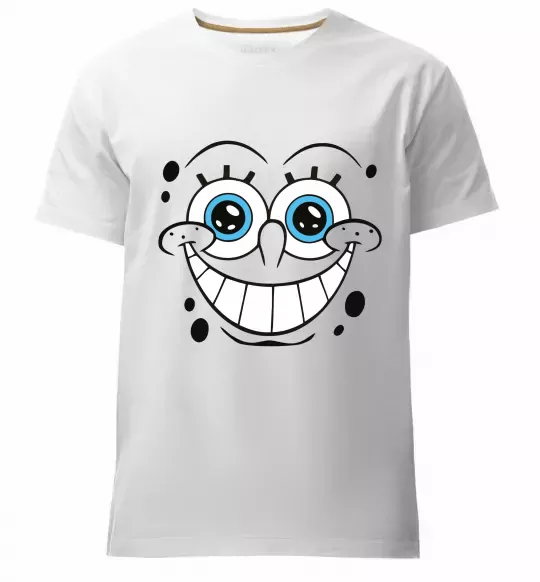 Мужская премиум футболка Sponge Bob посмішка Белый фото
